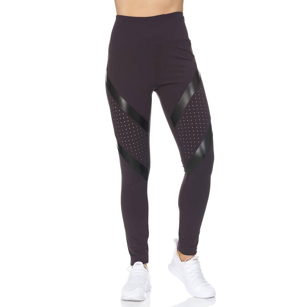 Women's High Waist Active Full Length Leggings With Lazer Cut Mesh DailySale