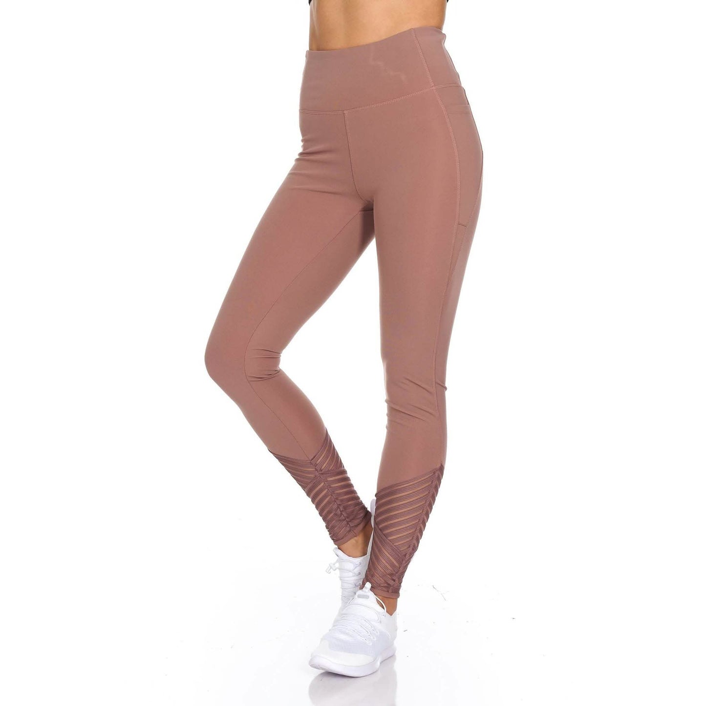 Women's High Waist Active Leggings With Motto Mesh Detail DailySale