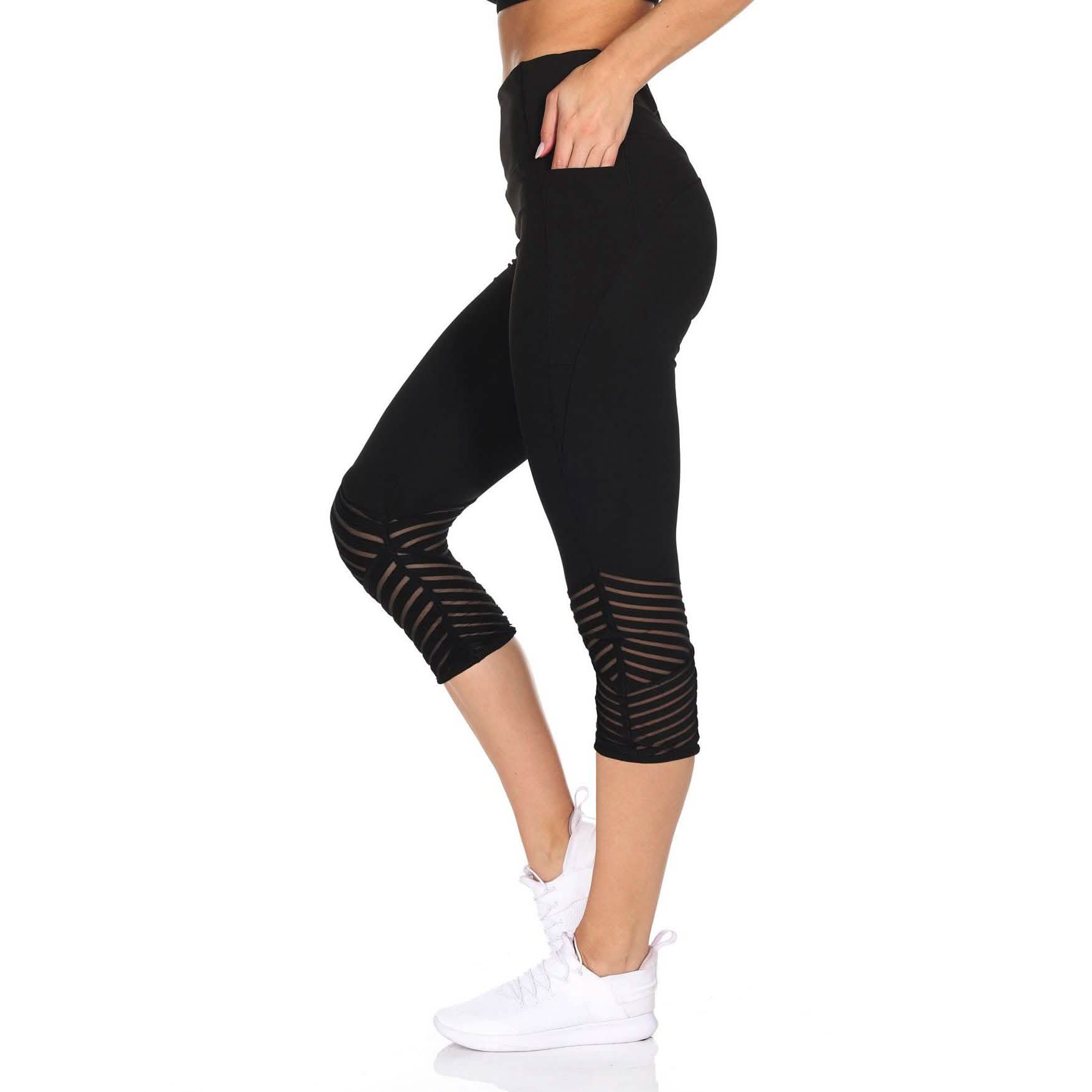Women's High Waist Active Leggings With Motto Mesh Detail DailySale