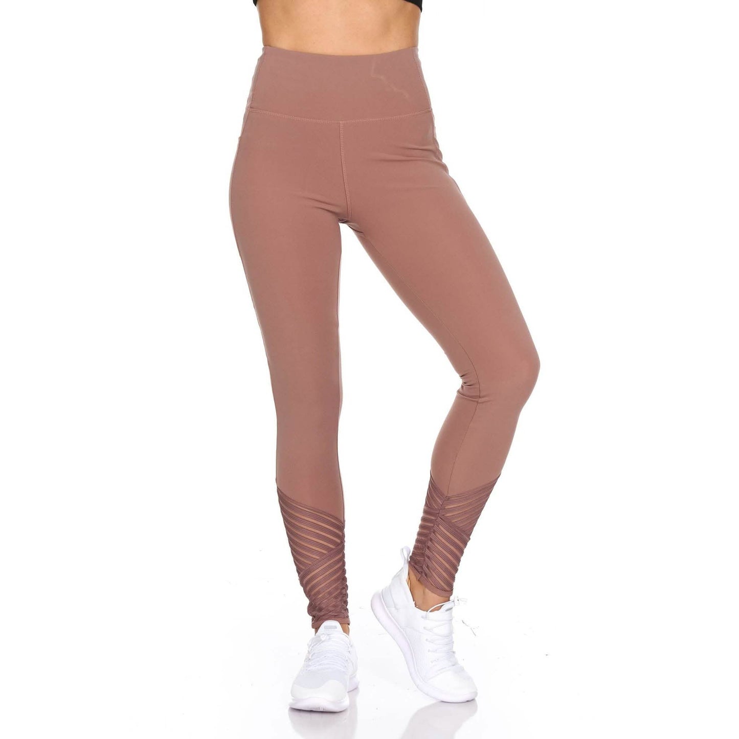 Women's High Waist Active Leggings With Motto Mesh Detail DailySale