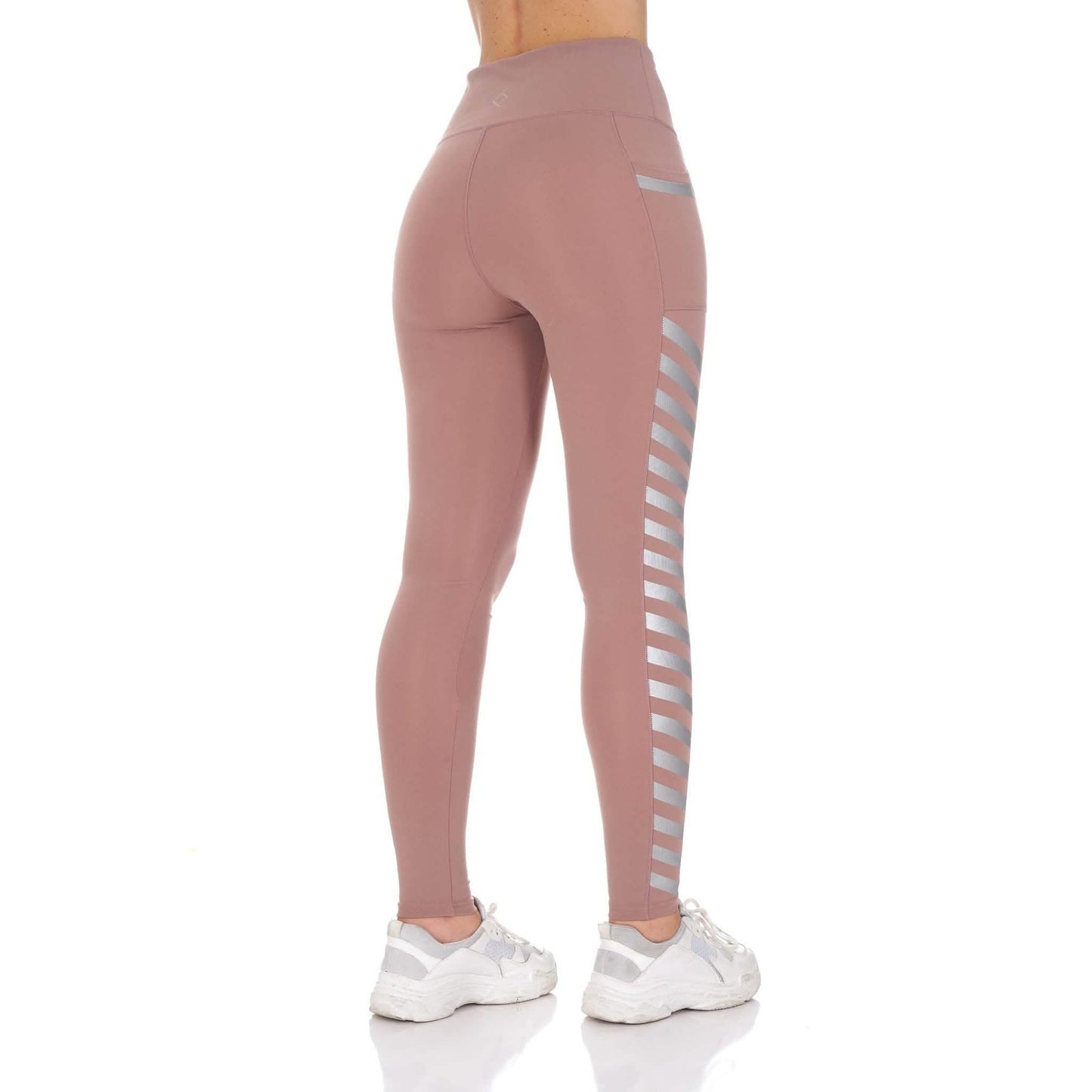 Women's High Waist Active Leggings with Pocket and Foil Detail DailySale