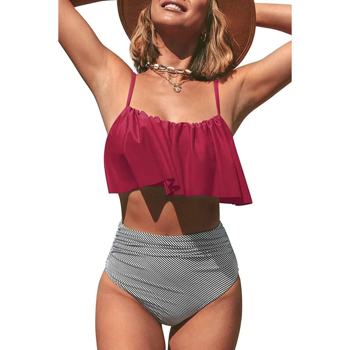 Women's High Waisted Falbala Bikini Set DailySale