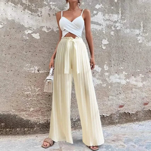 Women's High-Waisted Straight-Leg Strappy Pants DailySale
