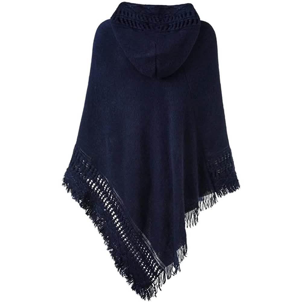Womens Hooded Cape with Fringed Hem, Crochet Poncho Knitting Patterns DailySale