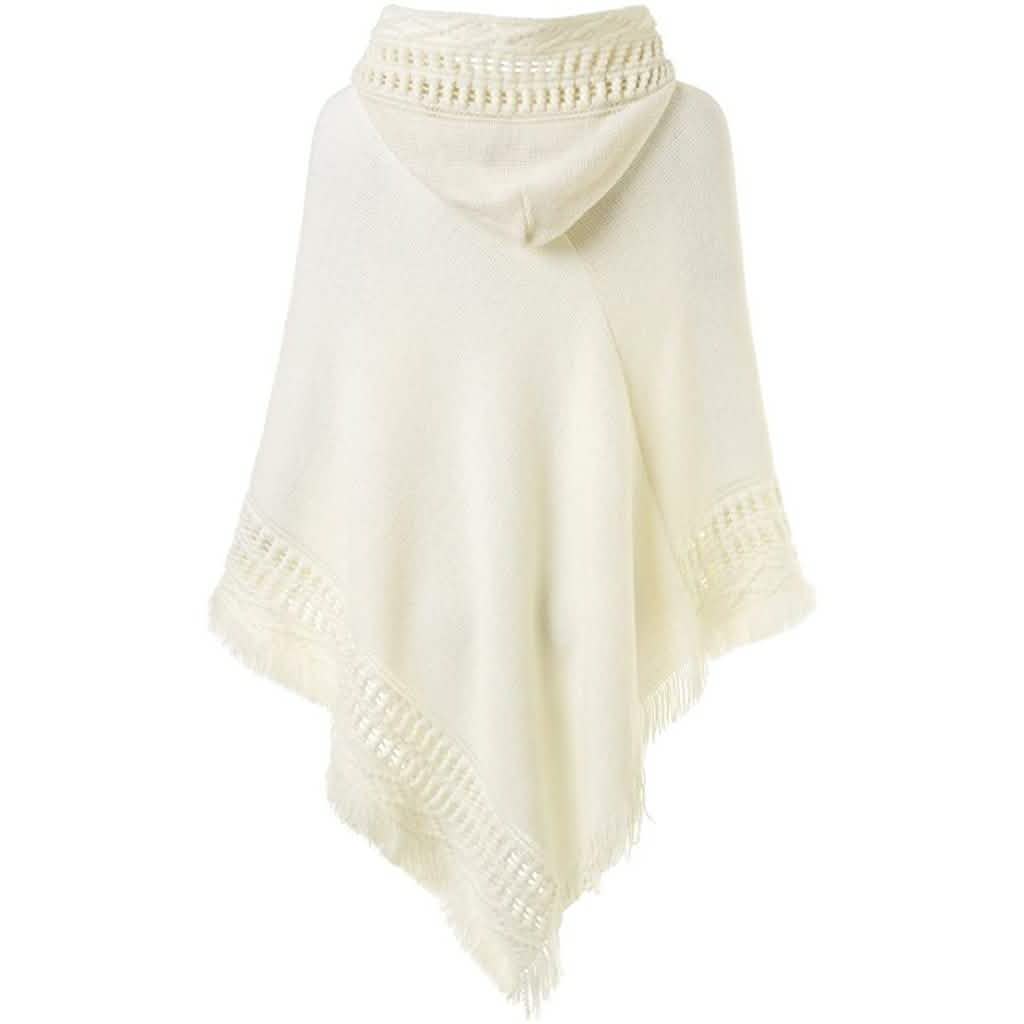 Womens Hooded Cape with Fringed Hem, Crochet Poncho Knitting Patterns DailySale