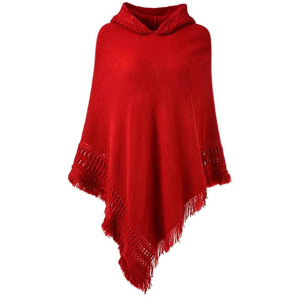 Womens Hooded Cape with Fringed Hem, Crochet Poncho Knitting Patterns DailySale