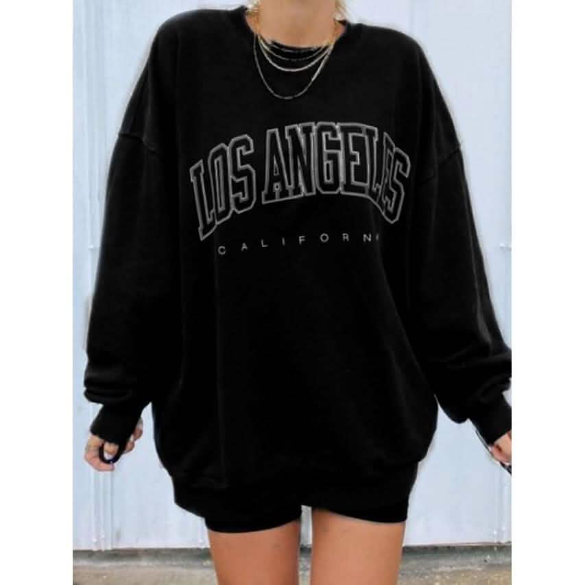 Women's Sweatshirt Graphic Text Los Angeles DailySale