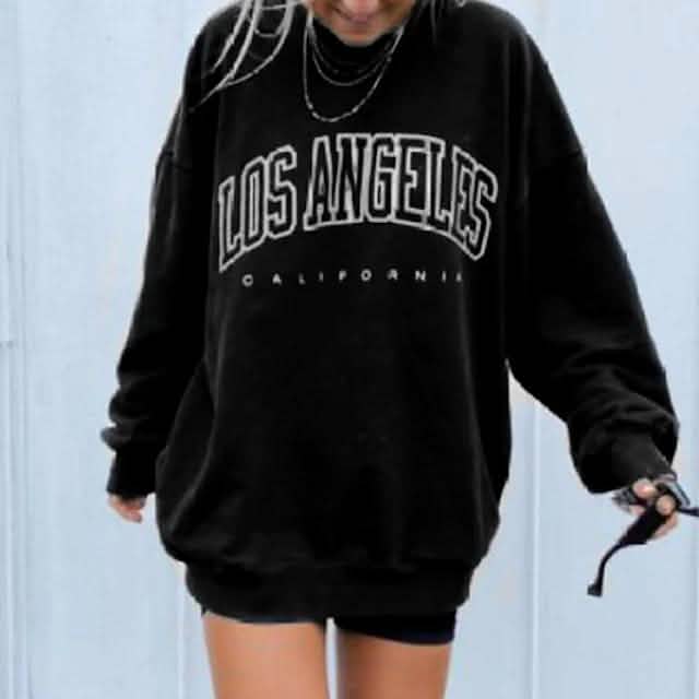 Women's Sweatshirt Graphic Text Los Angeles DailySale