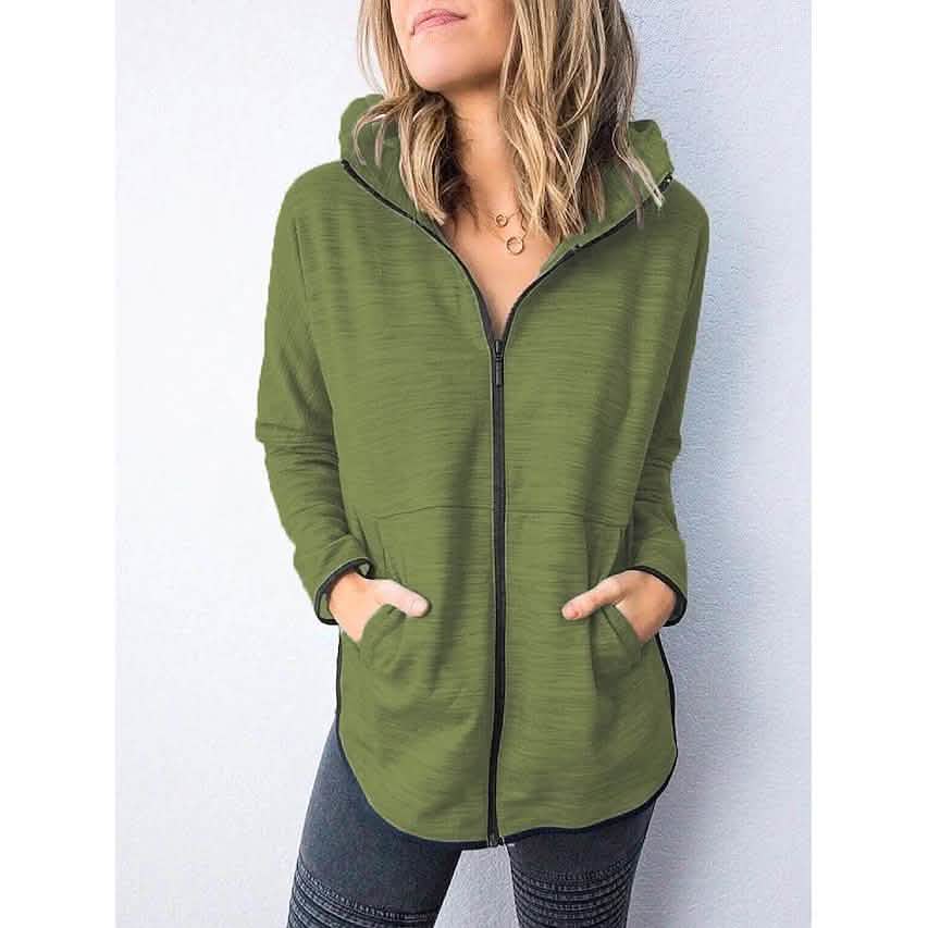 Women's Hoodie Zip Up Hoodie Sweatshirt Plain Zipper Front DailySale