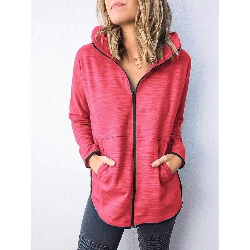 Women's Hoodie Zip Up Hoodie Sweatshirt Plain Zipper Front DailySale
