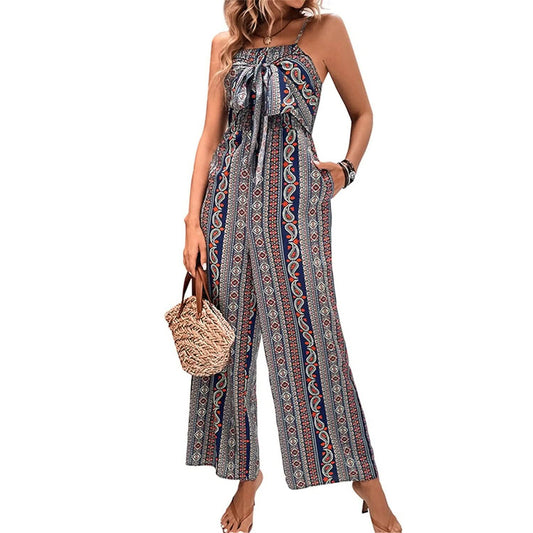 Women's Jumpsuit Pocket Print Geometric Square DailySale