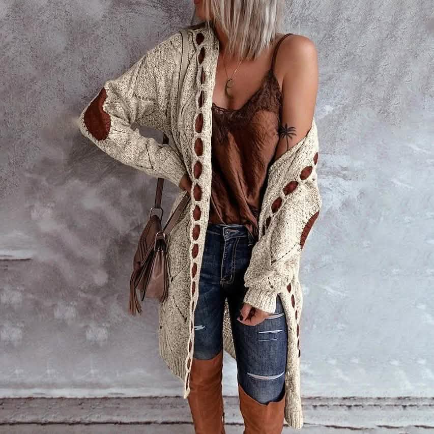 Women's Knitted Color Block Hooded Cardigan Sweater DailySale