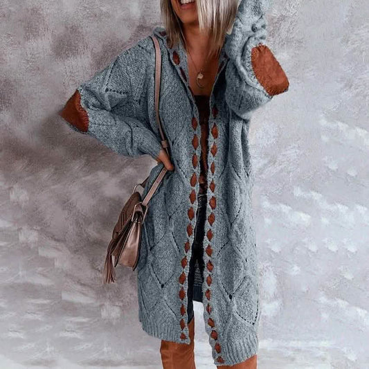 Women's Knitted Color Block Hooded Cardigan Sweater DailySale