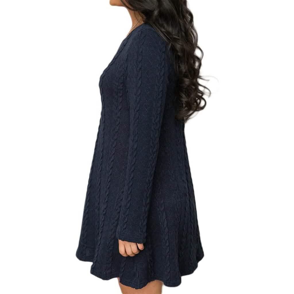Womens Knitted Crewneck Sweater Dress DailySale