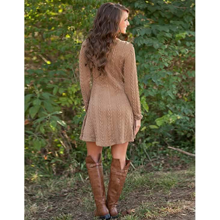 Womens Knitted Crewneck Sweater Dress DailySale