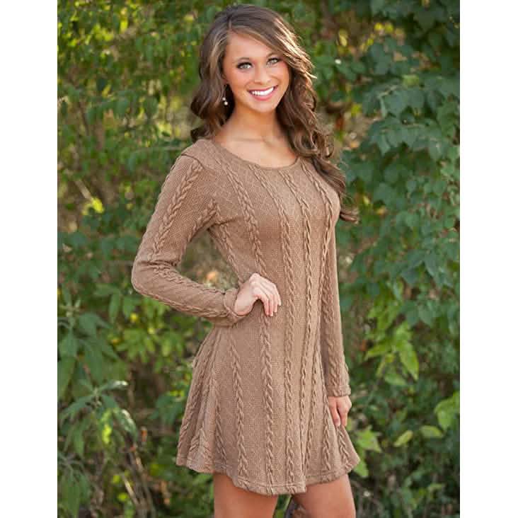 Womens Knitted Crewneck Sweater Dress DailySale