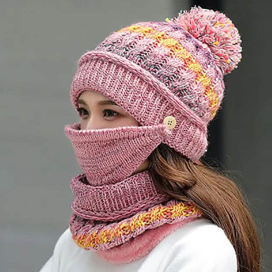 Women's Knitted Hat Scarf Mask Set DailySale