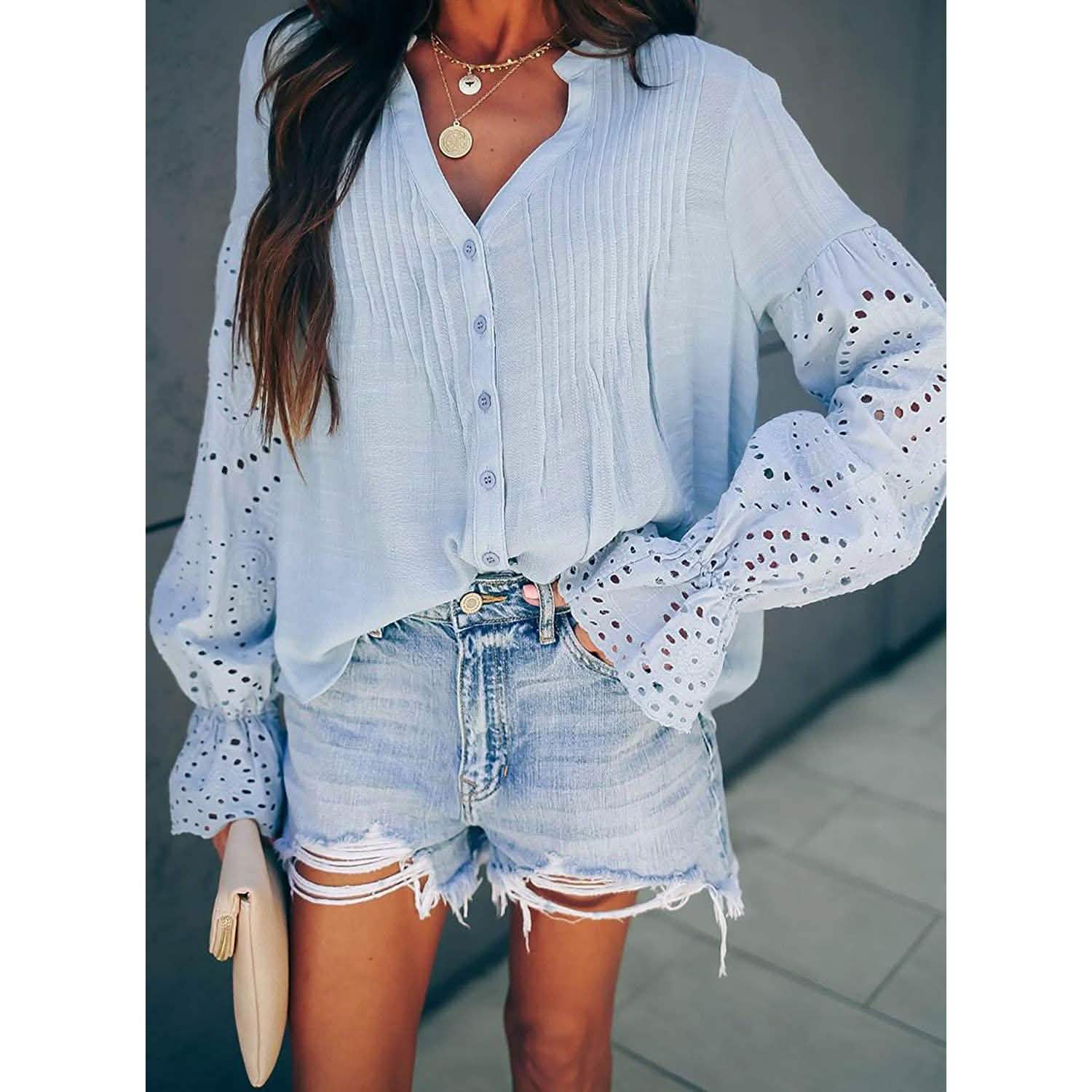 Women's Lace Crochet V-Neck Top DailySale