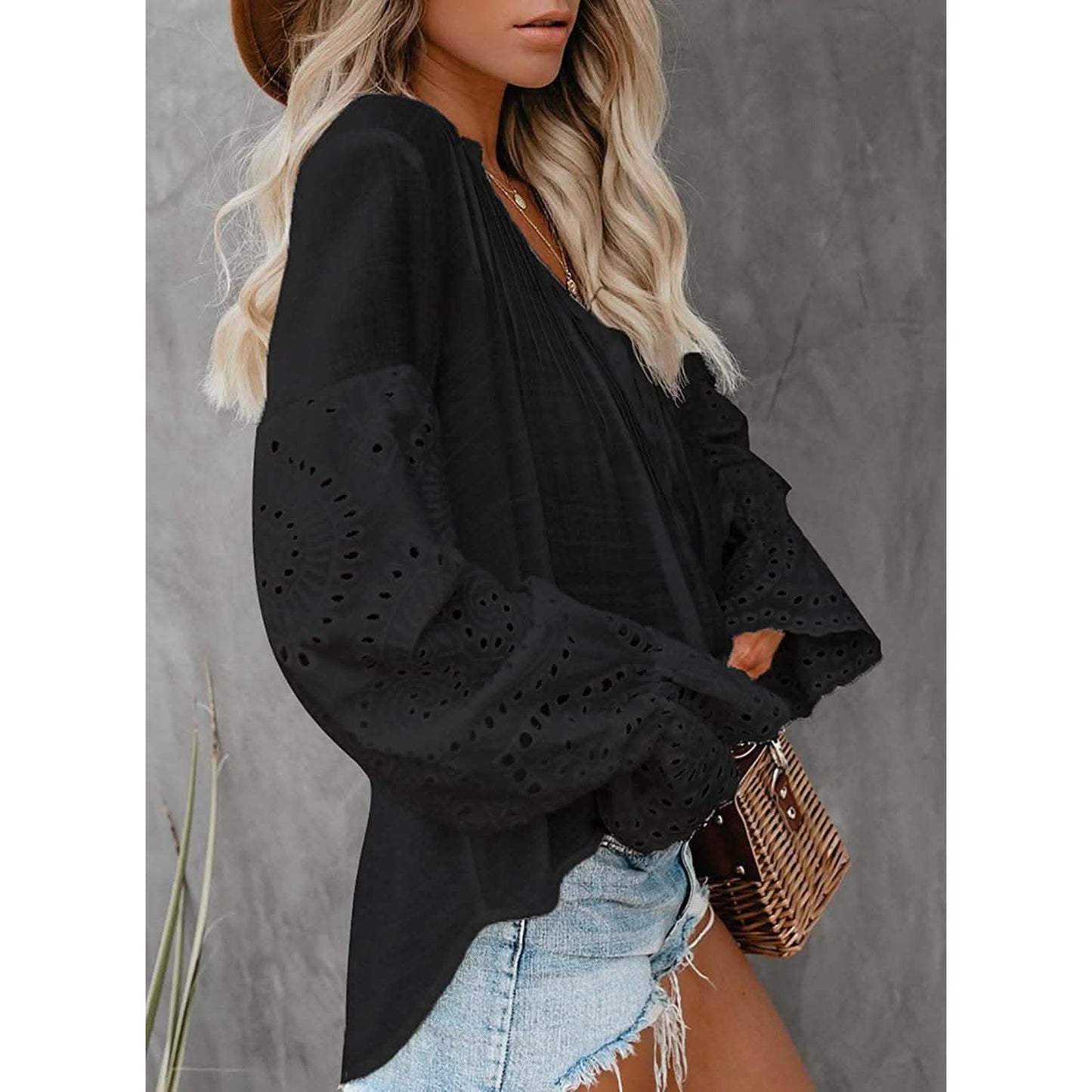 Women's Lace Crochet V-Neck Top DailySale