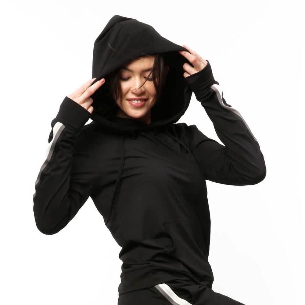 Women's Lightweight Accent Stripes Sweat Shirt Varsity Hoodie DailySale
