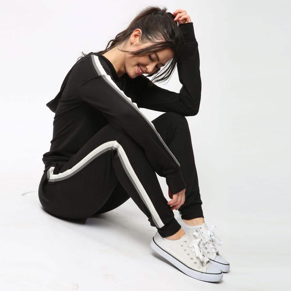 Women's Lightweight Elastic Sweat Pants Varsity Joggers with Drawstring Tie DailySale