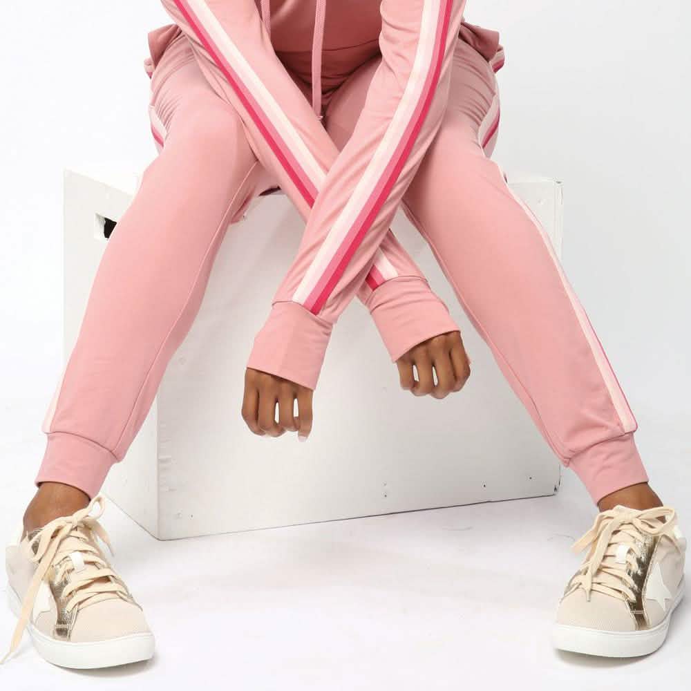 Women's Lightweight Elastic Sweat Pants Varsity Joggers with Drawstring Tie DailySale