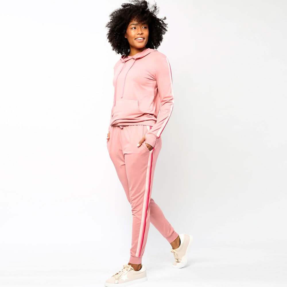 Women's Lightweight Elastic Sweat Pants Varsity Joggers with Drawstring Tie DailySale