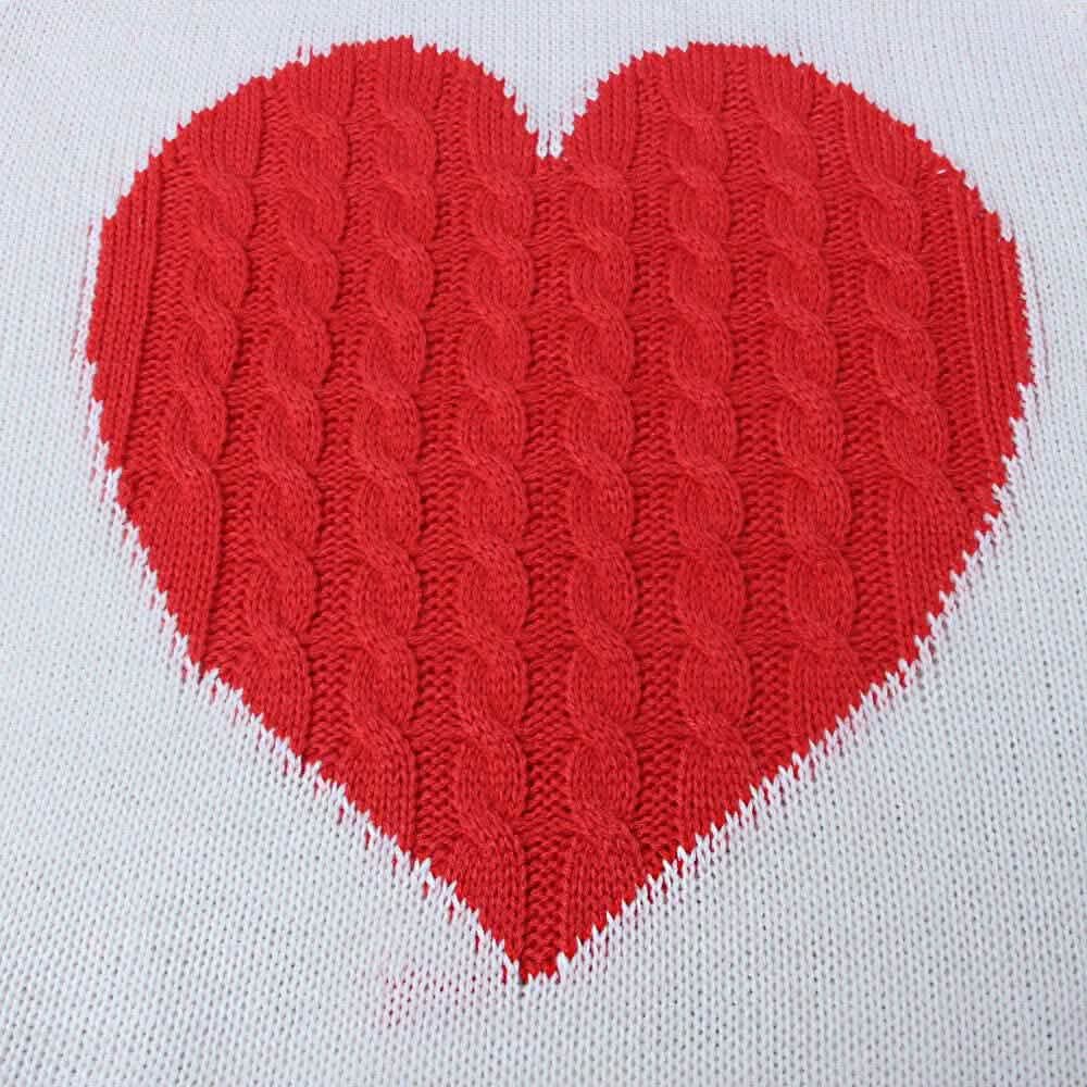 Women's Long Sleeve Crewneck Cute Heart Knitted Sweaters DailySale