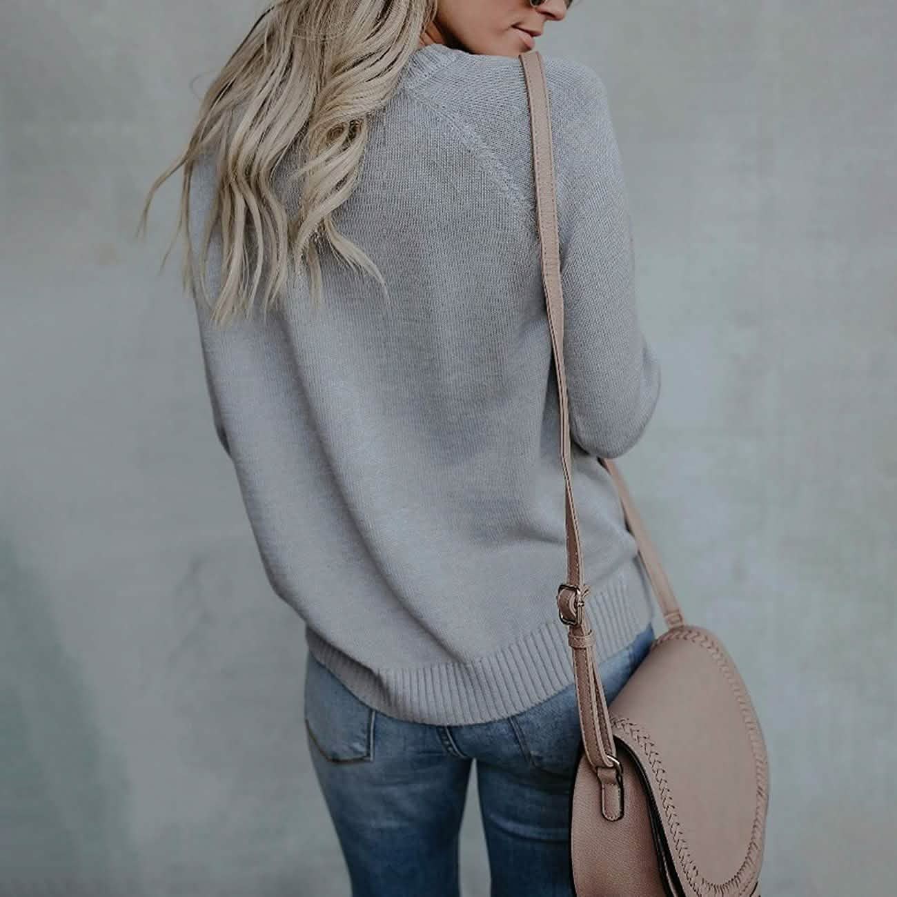 Women's Long Sleeve Crewneck Cute Heart Knitted Sweaters DailySale