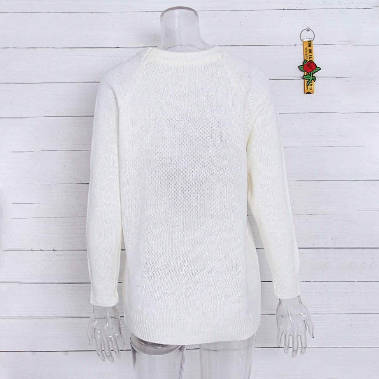 Women's Long Sleeve Crewneck Cute Heart Knitted Sweaters DailySale