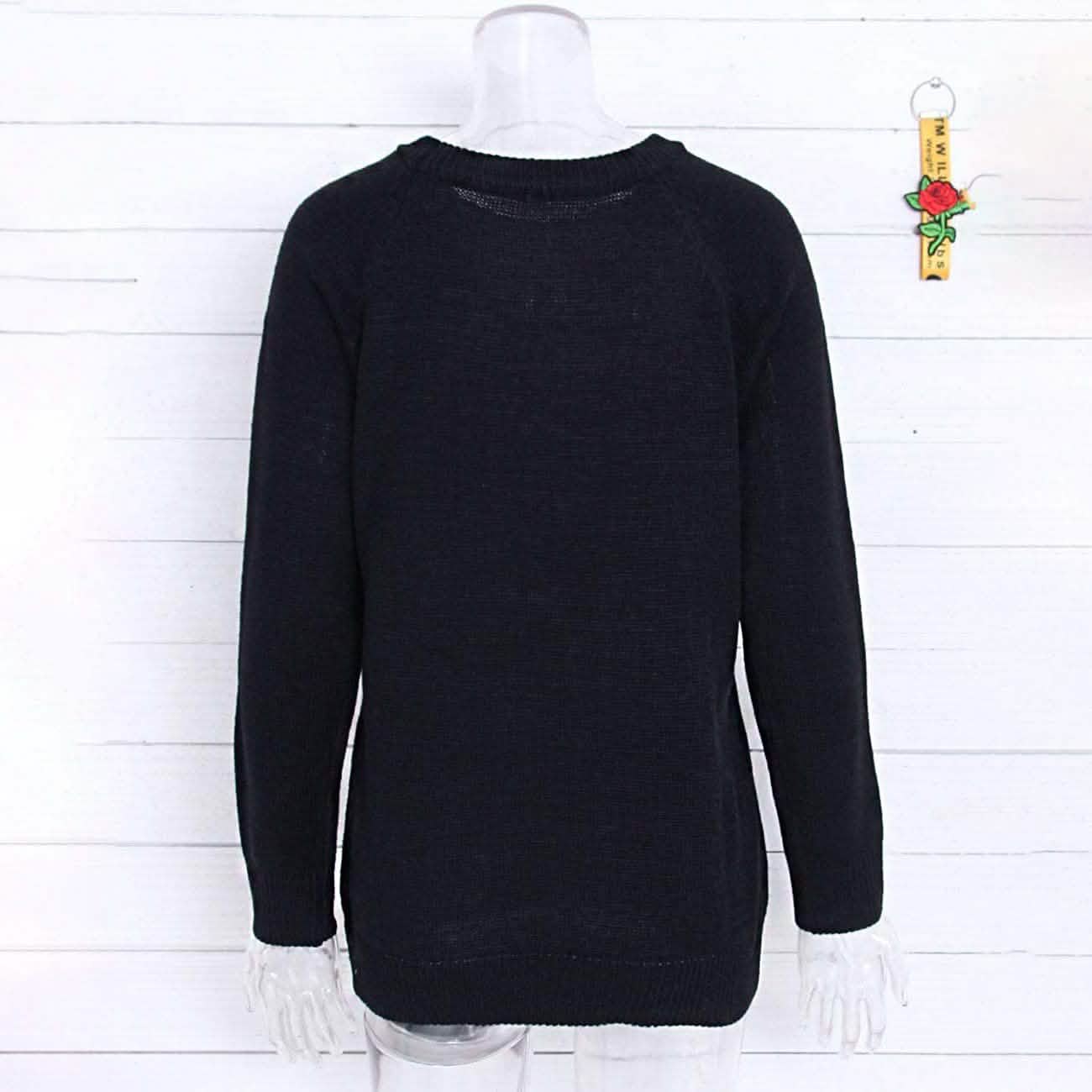 Women's Long Sleeve Crewneck Cute Heart Knitted Sweaters DailySale