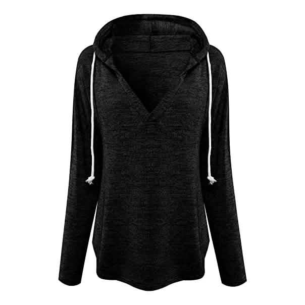 Women's Long Sleeve Deep V Neck Drawstring Sweatshirt Top DailySale