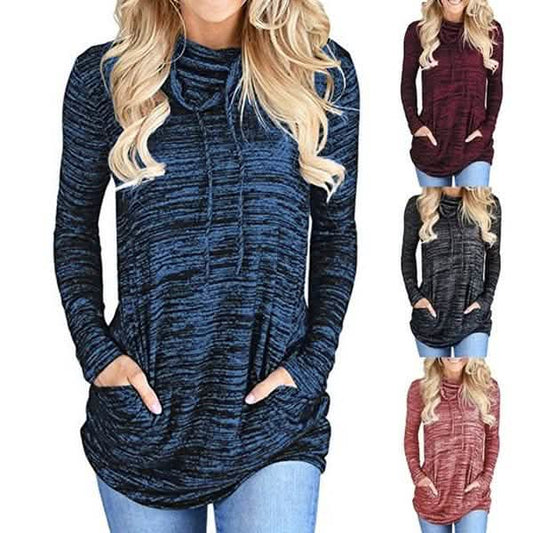 Women's Long Sleeve High Collar Tops Casual Tie Dye Sweatshirt DailySale