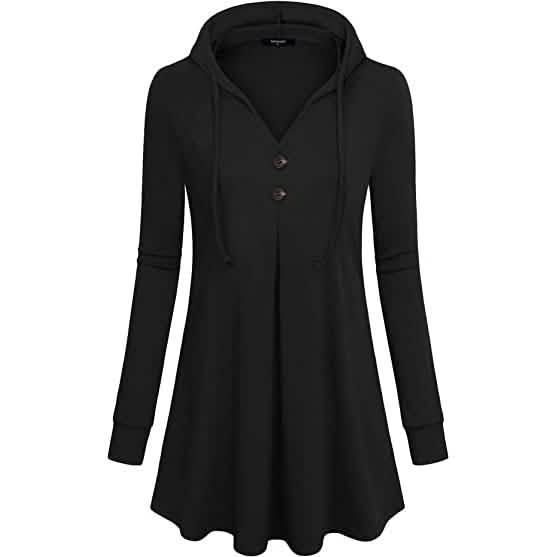 Women's Long Sleeve Hooded Tunic Tops DailySale