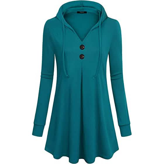 Women's Long Sleeve Hooded Tunic Tops DailySale