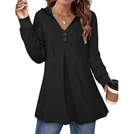 Women's Long Sleeve Hooded Tunic Tops DailySale