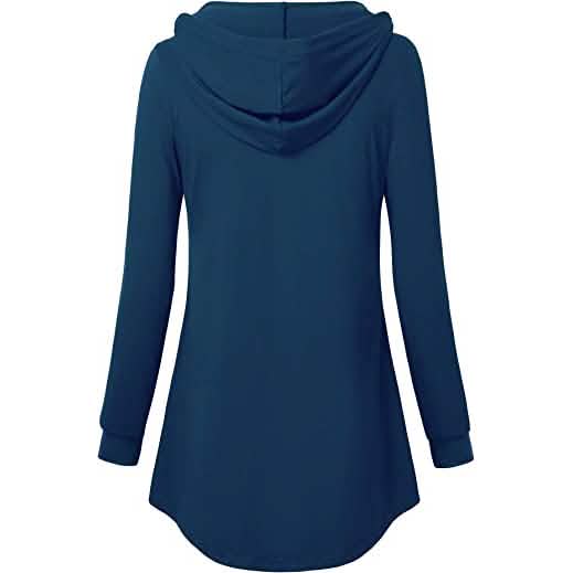 Women's Long Sleeve Hooded Tunic Tops DailySale