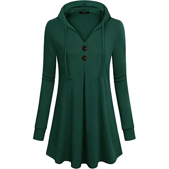 Women's Long Sleeve Hooded Tunic Tops DailySale
