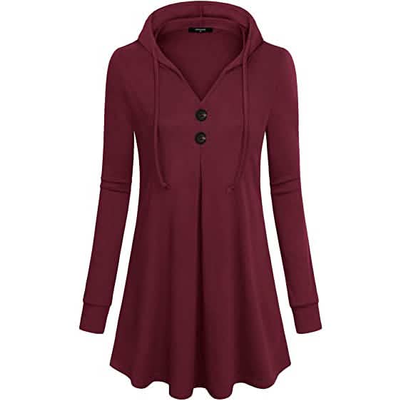 Women's Long Sleeve Hooded Tunic Tops DailySale