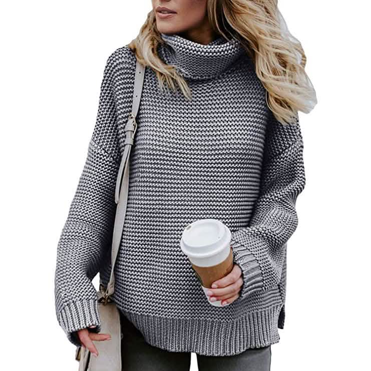 Women's Long Sleeve Knit Pullover Chunky Turtleneck Sweater Top DailySale