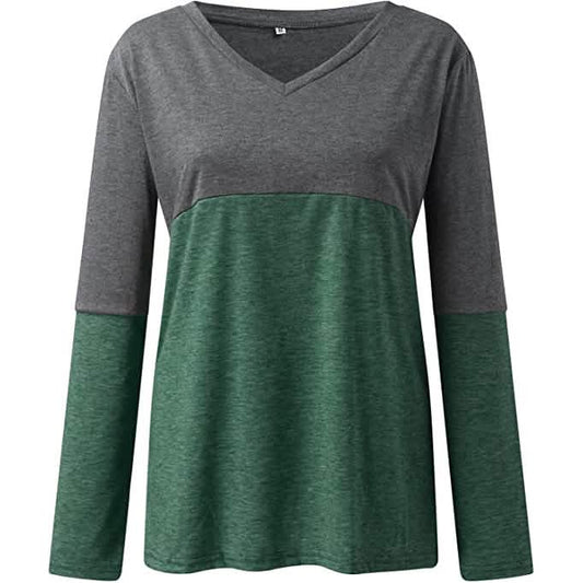 Women's Long Sleeve V Neck Loose Basic Shirt DailySale