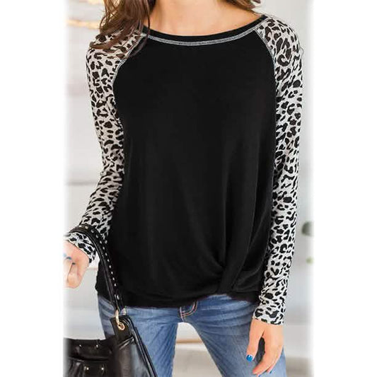 Women's Long Sleeved Leopard Print Twist Top DailySale