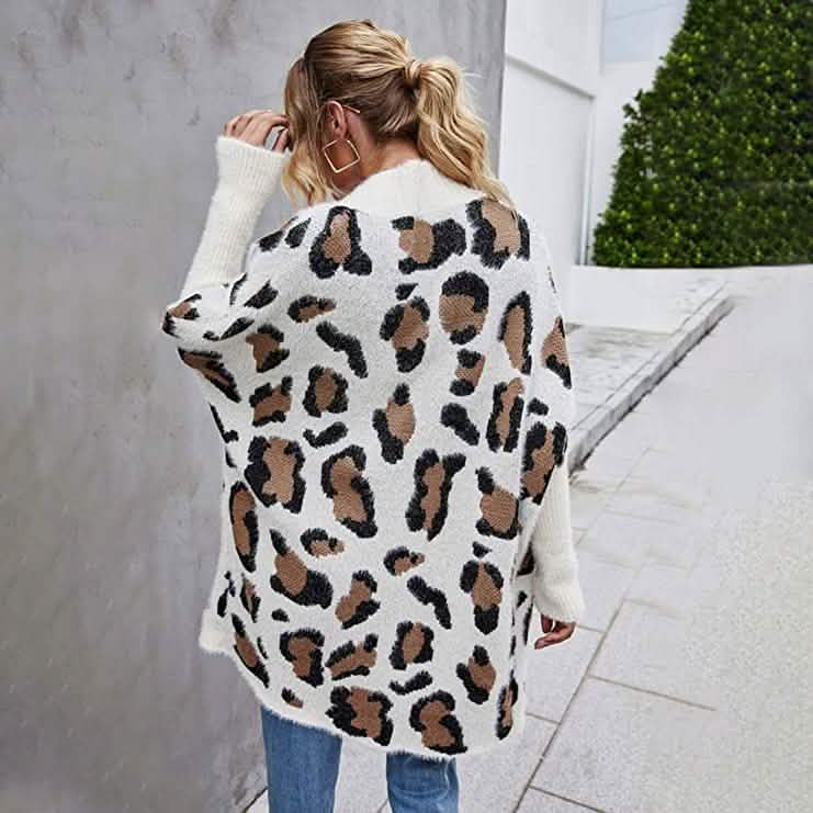 Women's Long Sleeves Leopard Print Knitting Cardigan DailySale