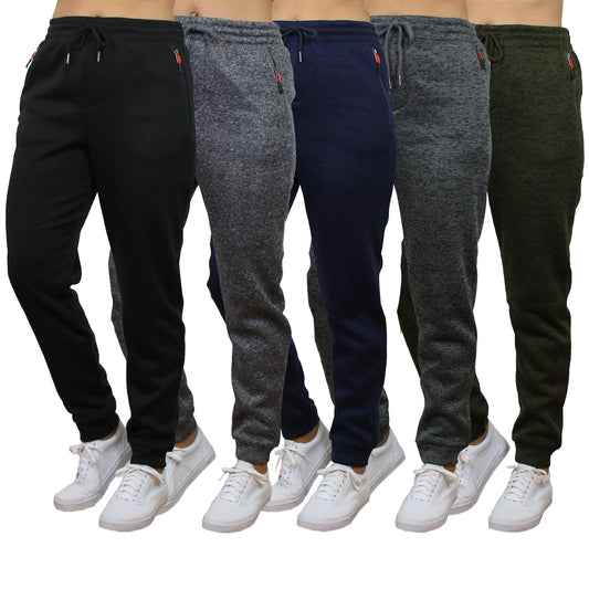 Women's Loose-Fit Marled Fleece Jogger Sweatpants With Zipper Pockets DailySale