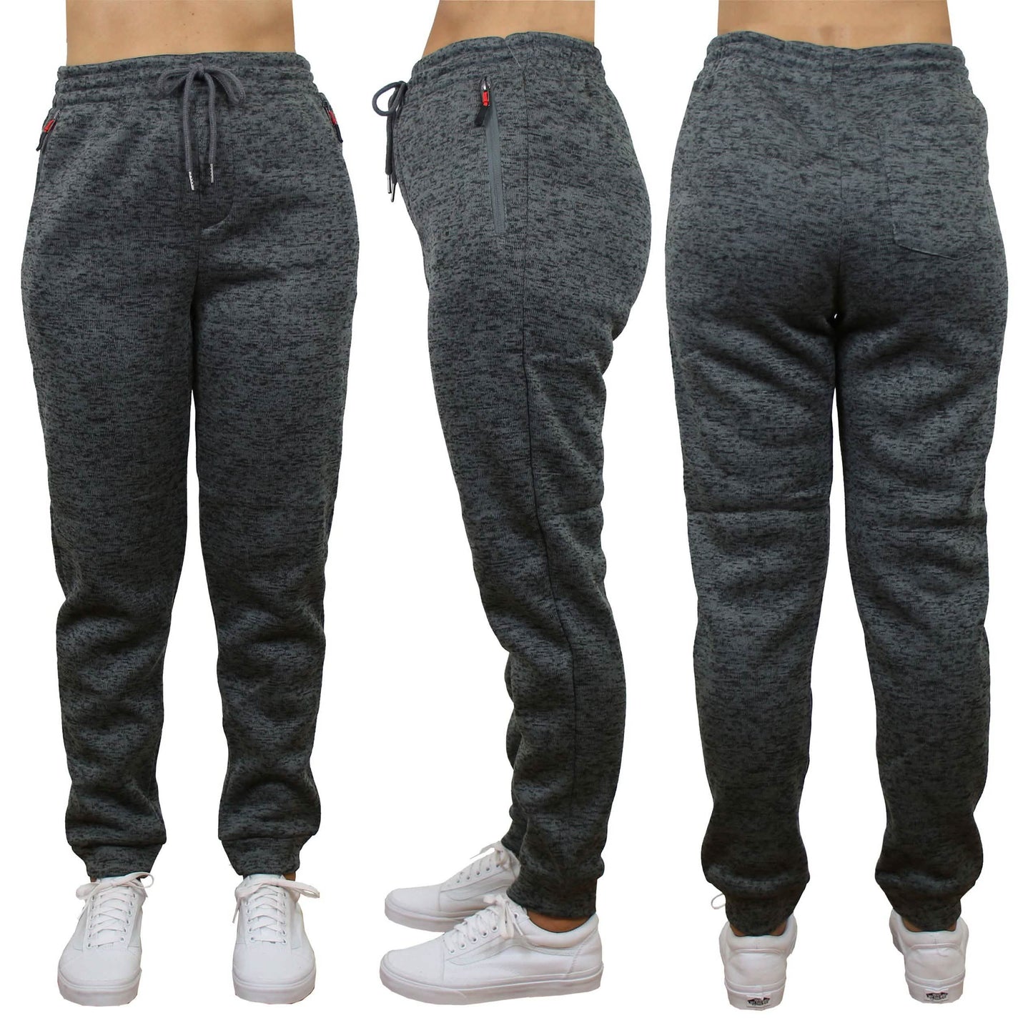 Women's Loose-Fit Marled Fleece Jogger Sweatpants With Zipper Pockets DailySale