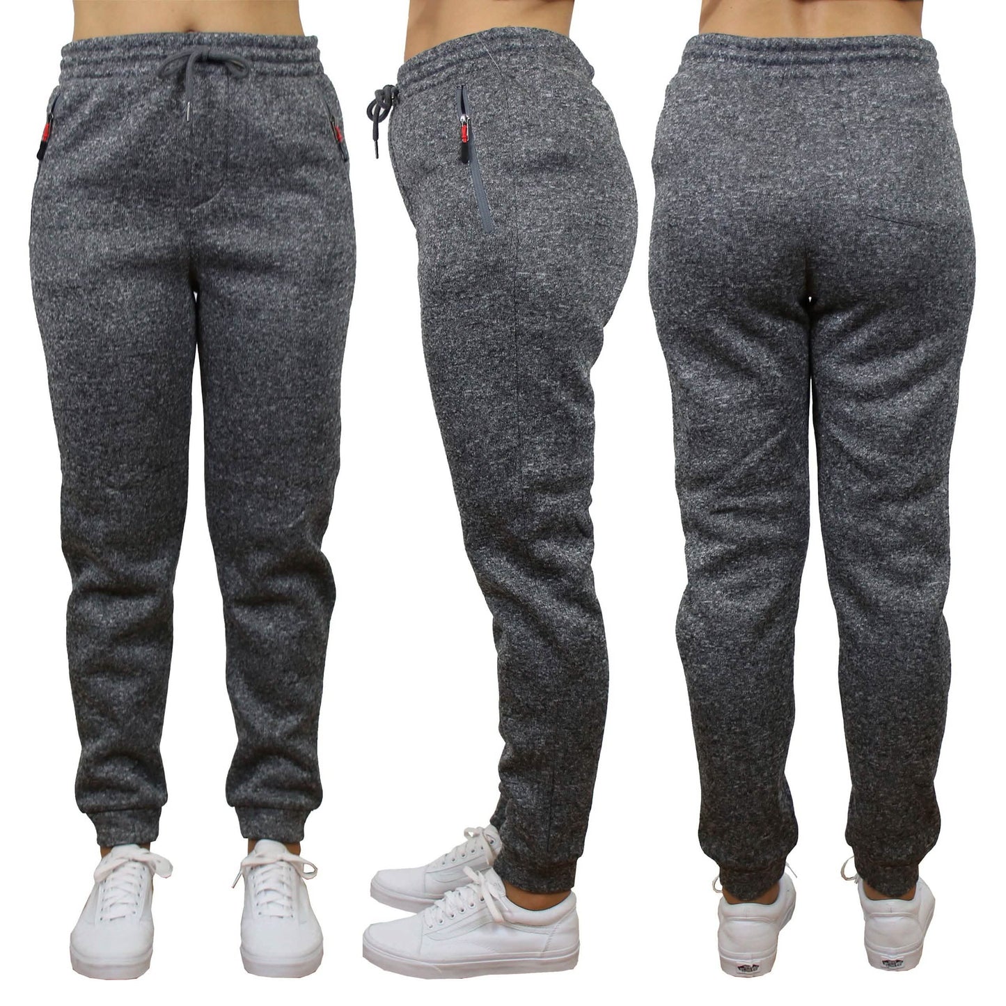 Women's Loose-Fit Marled Fleece Jogger Sweatpants With Zipper Pockets DailySale