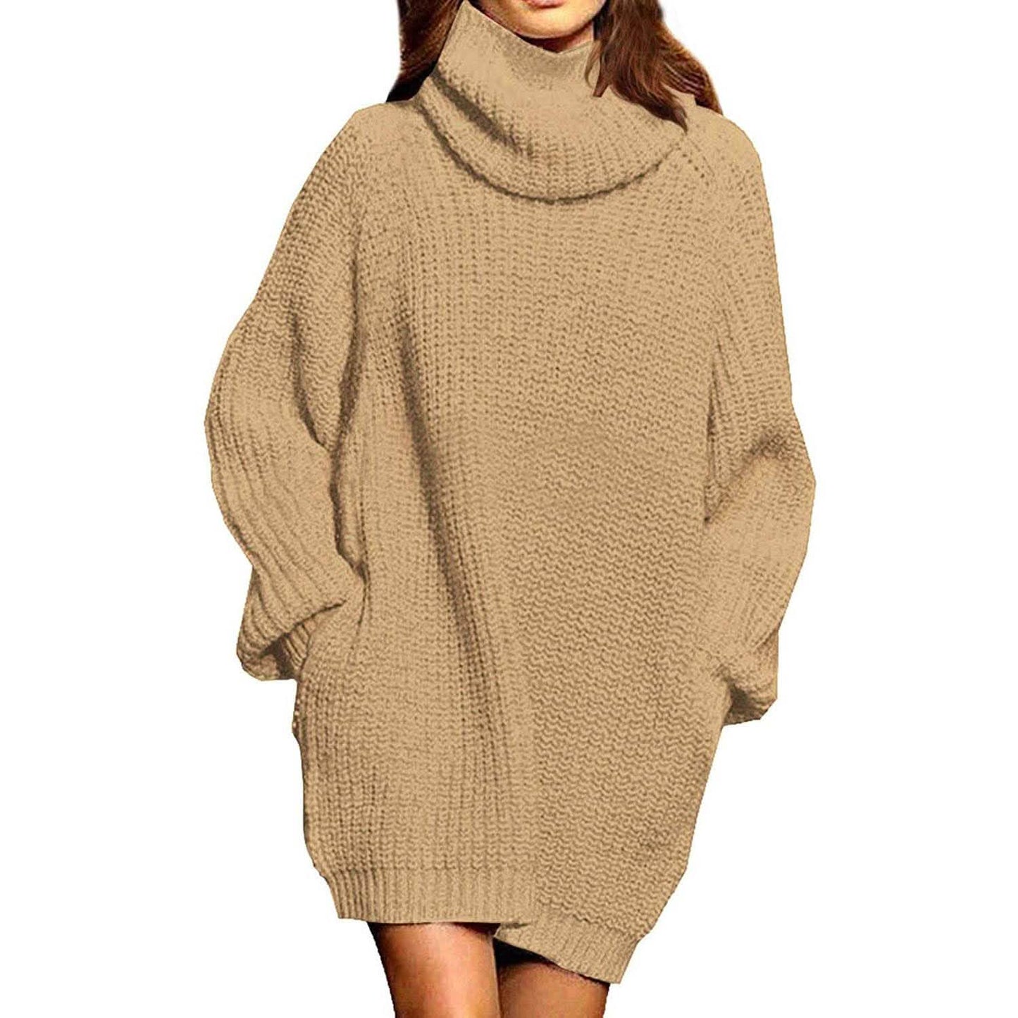 Women's Loose Turtleneck Oversize Long Pullover Sweater Dress DailySale