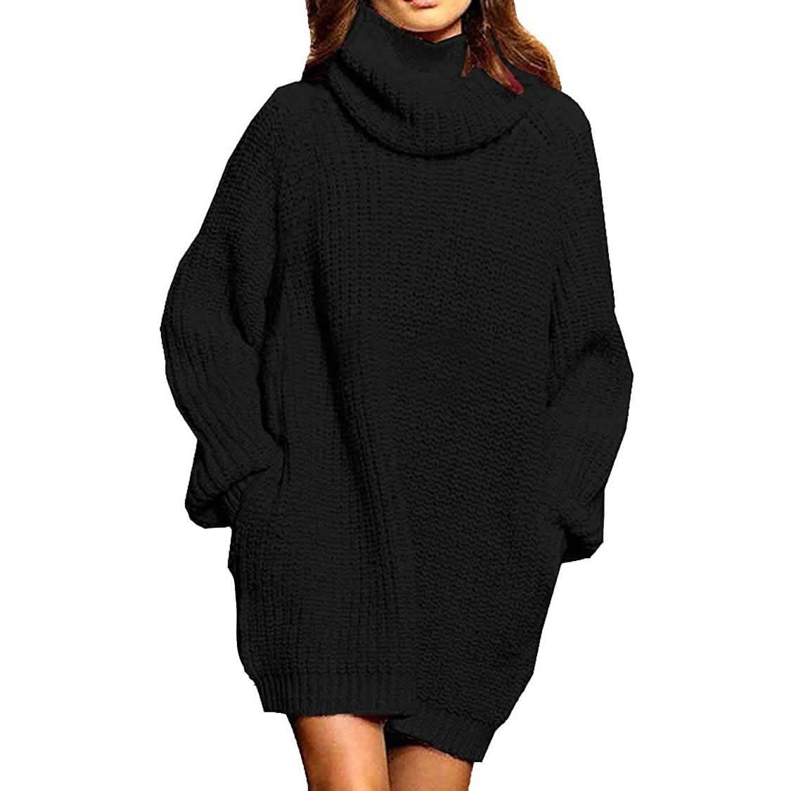 Women's Loose Turtleneck Oversize Long Pullover Sweater Dress DailySale