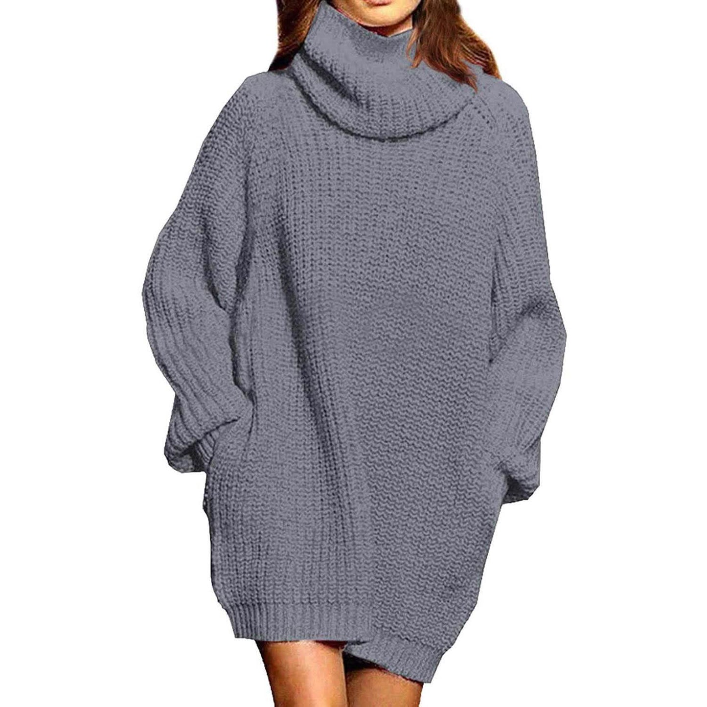 Women's Loose Turtleneck Oversize Long Pullover Sweater Dress DailySale