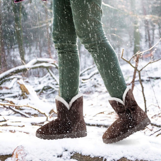 Womens Mid-Calf Winter Shoes with Anti Slip Rubber Base Bowknot DailySale